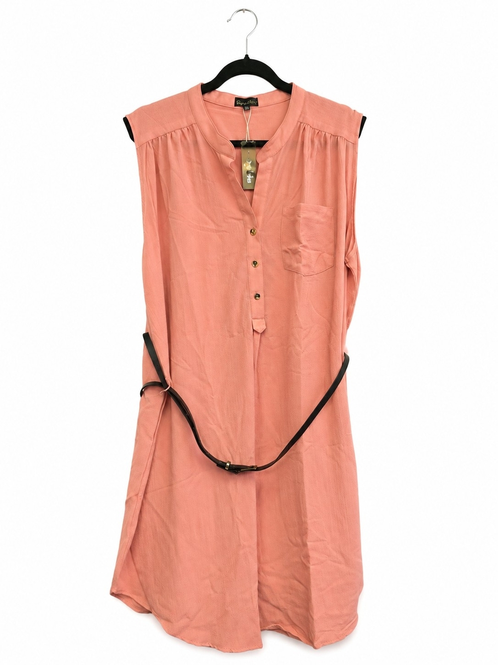 Zenobia Coral Sleeveless Tunic Dress with Belt